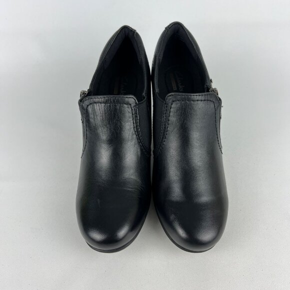 Clarks Womens Black Block Heel Zip Bootie Shootie Ankle Boot Comfort size 8.5 - Picture 2 of 16